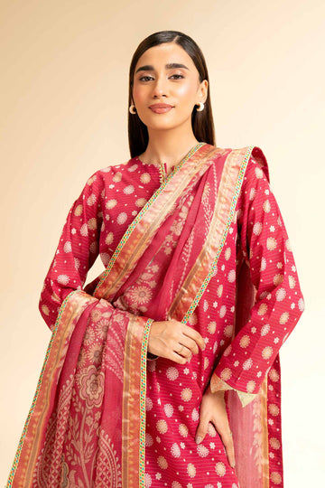 Nishat Linen 3 Piece - Printed With Gotta Laces Suit - 42501450 Online Shopping